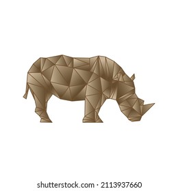 Vector de un rinoceronte sobre fondo blanco, bajo diseño de rinoceronte de polígono.