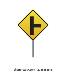 Vector Side Road Junction a la derecha, ilustración de la señal de tráfico eps 10.