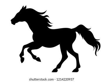 Running Horse Silhouette Black Vector Outline Stock Vector (Royalty ...