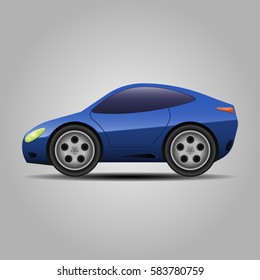 vector side view cartoon toy sport car white gray