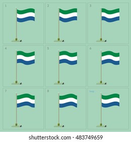 Vector Sierra Leone country waving flag animation. Sequence frames sheet illustration