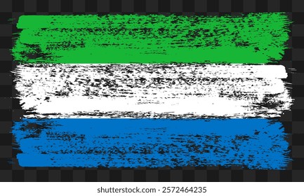 Vector Sierra Leone flag in grunge style on transparent background