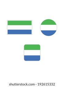 Vector Sierra Leone Flag and Icon Set