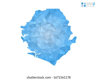 Vector Sierra Leone map blue polygon triangle mosaic with white background. style gradient.