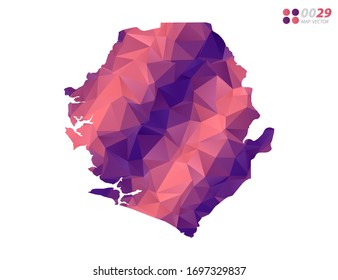Vector de Sierra Leona cartografía colorido polígono triángulo rojo mosaico con fondo blanco. degradado de estilo.