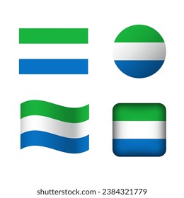 Vector Sierra Leone National Flag Icons Set