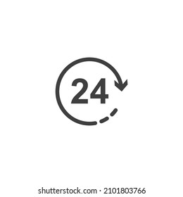 El símbolo vectorial de las 24 horas se aísla sobre un fondo blanco. 24 horas color de icono modificable.