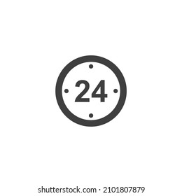 El símbolo vectorial de las 24 horas se aísla sobre un fondo blanco. 24 horas color de icono modificable.