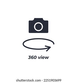 Vector sign 360 view symbol is isolated on a white background. icon color editable.