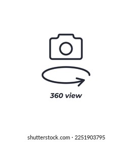 Vector sign 360 view symbol is isolated on a white background. icon color editable.