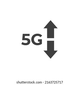 Vector sign of the 5G signal strength mobile phone symbol is isolated on a white background. 5G signal strength mobile phone icon color editable.