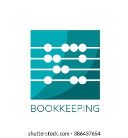 Vector sign abacus, bookkeeping concept