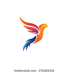 Vector sign abstract bird colorful