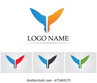 Vector sign abstract bird in flight