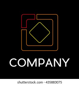 Vector sign abstract business and innovation with arrow, in linear style on black background