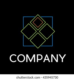 Vector sign abstract business  in linear style on black background