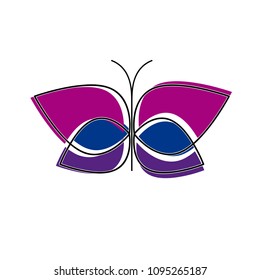 Vector sign abstract butterfly, in linear style