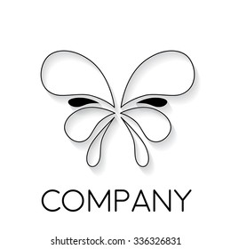 Vector sign abstract butterfly, in linear style