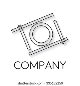 Vector sign abstract camera in flight, in linear style