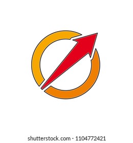 Vector sign abstract circle with arrow, in linear style