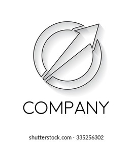 Vector sign abstract circle with arrow, in linear style