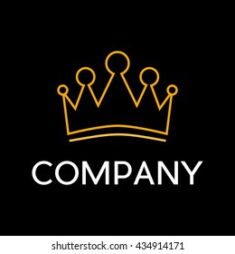 Vector sign abstract crown, in linear style on black background