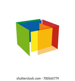 Vector sign abstract cube, broken faces