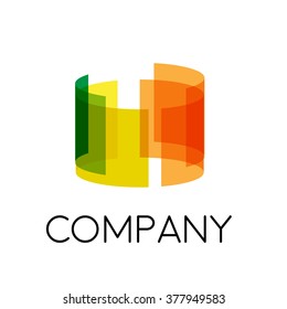 Vector sign abstract cylinder, rolled sheets