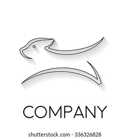 Vector sign abstract dog running, in linear style