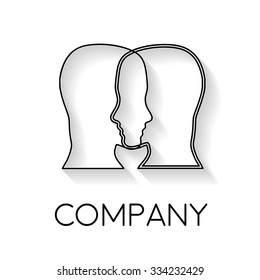 Vector sign abstract dual personality, in linear style