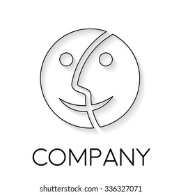 Vector sign abstract dual personality, in linear style
