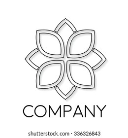 Vector sign abstract flower, in linear style