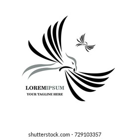 Vector sign abstract flying bird,delivery logo or concept design,logo design template