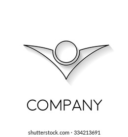 Vector sign abstract flying man, in linear style