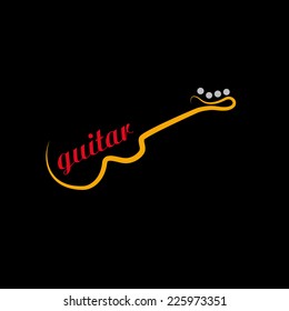 Vector sign abstract guitar on black background