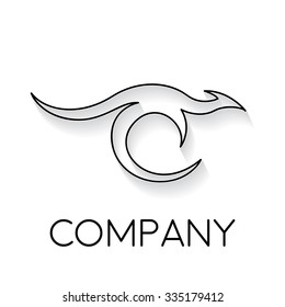 Vector sign abstract kangaroo, in linear style