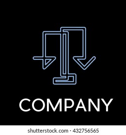 Vector sign abstract lawyer, in linear style on black background
