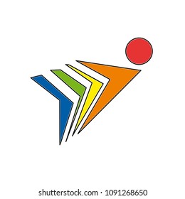 Vector sign abstract man in innovation, in linear style