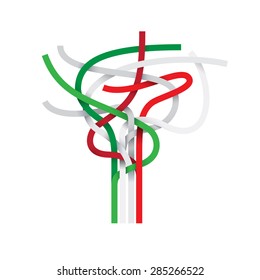 Vector sign abstract node, italian and mexican flag