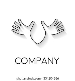 Vector sign abstract open hands, in linear style