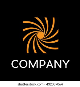 Vector sign abstract photographer, in linear style on black background