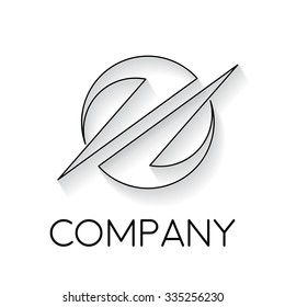 Vector sign abstract Saturn, in linear style