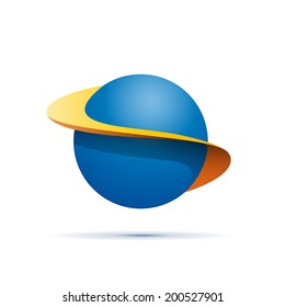 Vector sign abstract shape of sphere with orbits