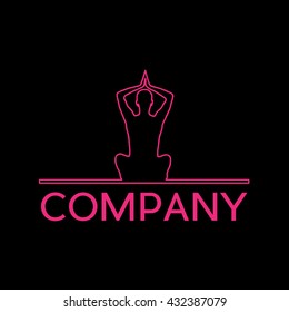 Vector sign abstract  spa, yoga and relax, in linear style on black background