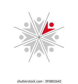 Vector sign, abstract teamwork