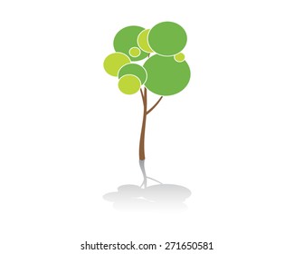 Vector sign abstract tree. Green circle tree vector logo design template. Garden or ecology icon.