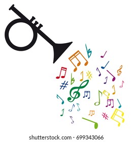 Vector sign abstract trumpet; music and sound concept