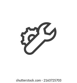 El signo vector del símbolo Ajuste se aísla en un fondo blanco. Color del icono de ajuste editable.
