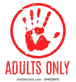 Vector sign for adults only in the style of grunge