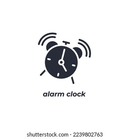 Vector sign alarm clock symbol is isolated on a white background. icon color editable.